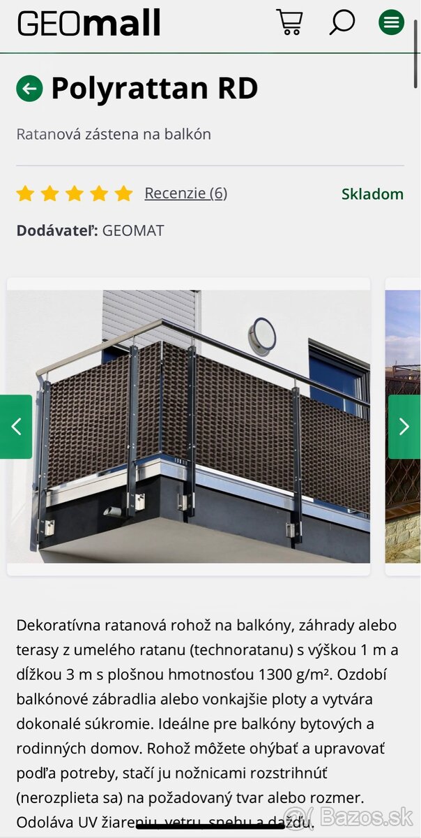 Predám Polyrattan – tmavo hnedá ratanová clona 16ks