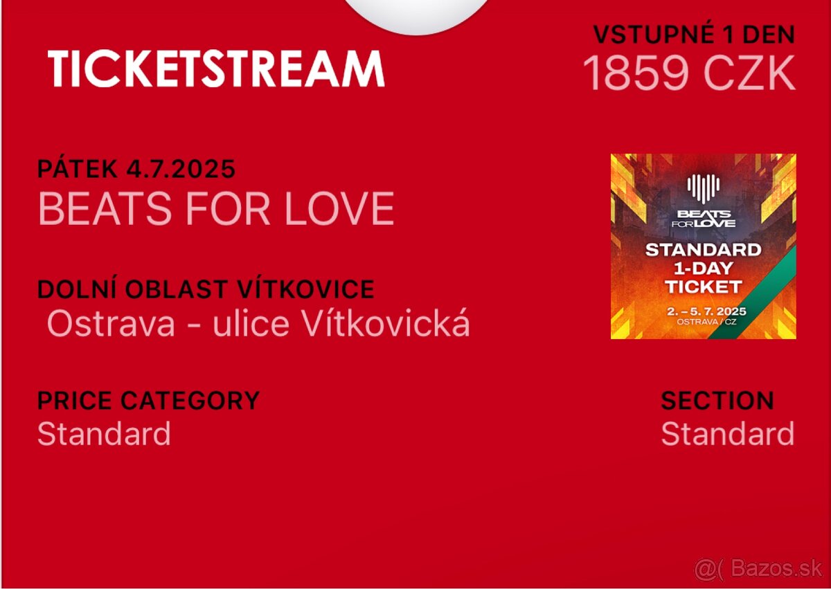 Predam vstupenku BEATS FOR LOVE