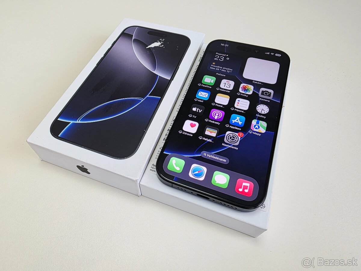 APPLE IPHONE 16 PRO 128GB TITANIUM BLACK TOP STAV