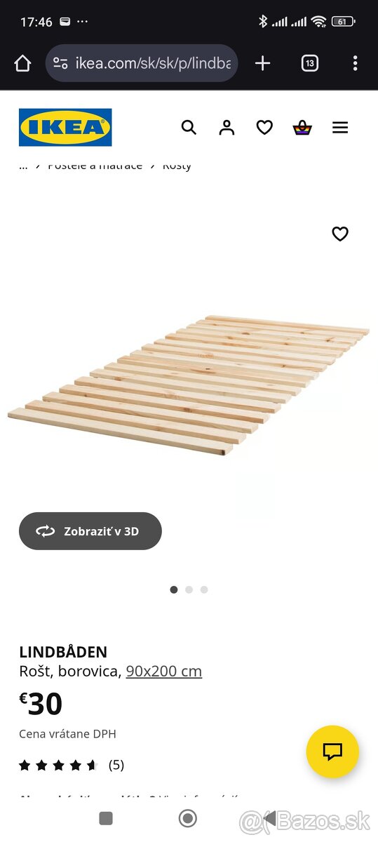 Matracovy rošt IKEA LINDBÅDEN 90x200