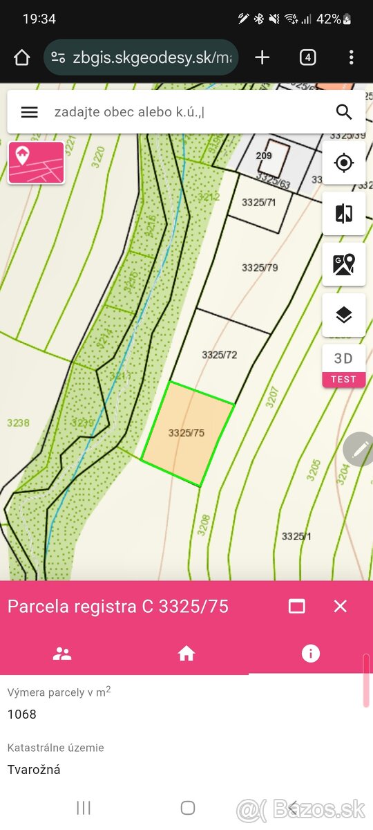 Stavebný pozemok Tvarožná