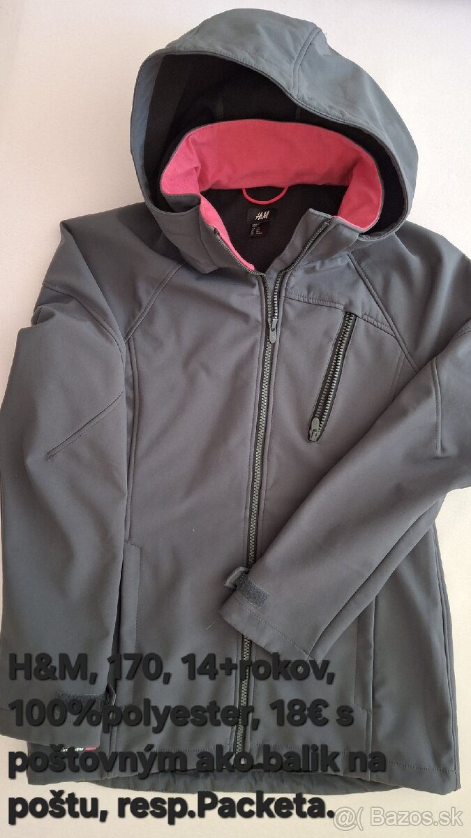 Dievčenská softshellovátmavošedá bunda.H&M..