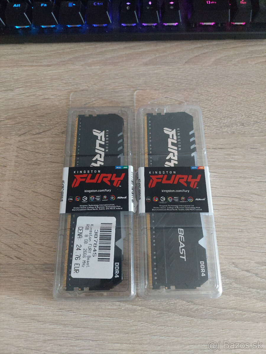 2 ks - Kingston FURY 8 GB DDR4 2666 MHz CL16 Beast RGB