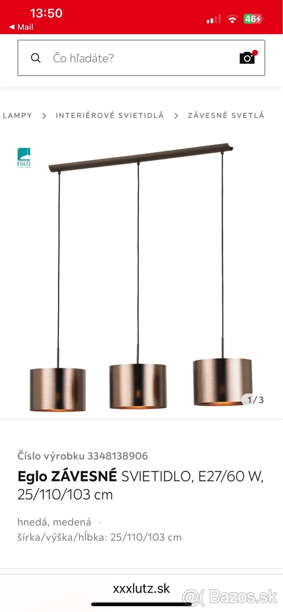 Eglo zavesne svietidlo