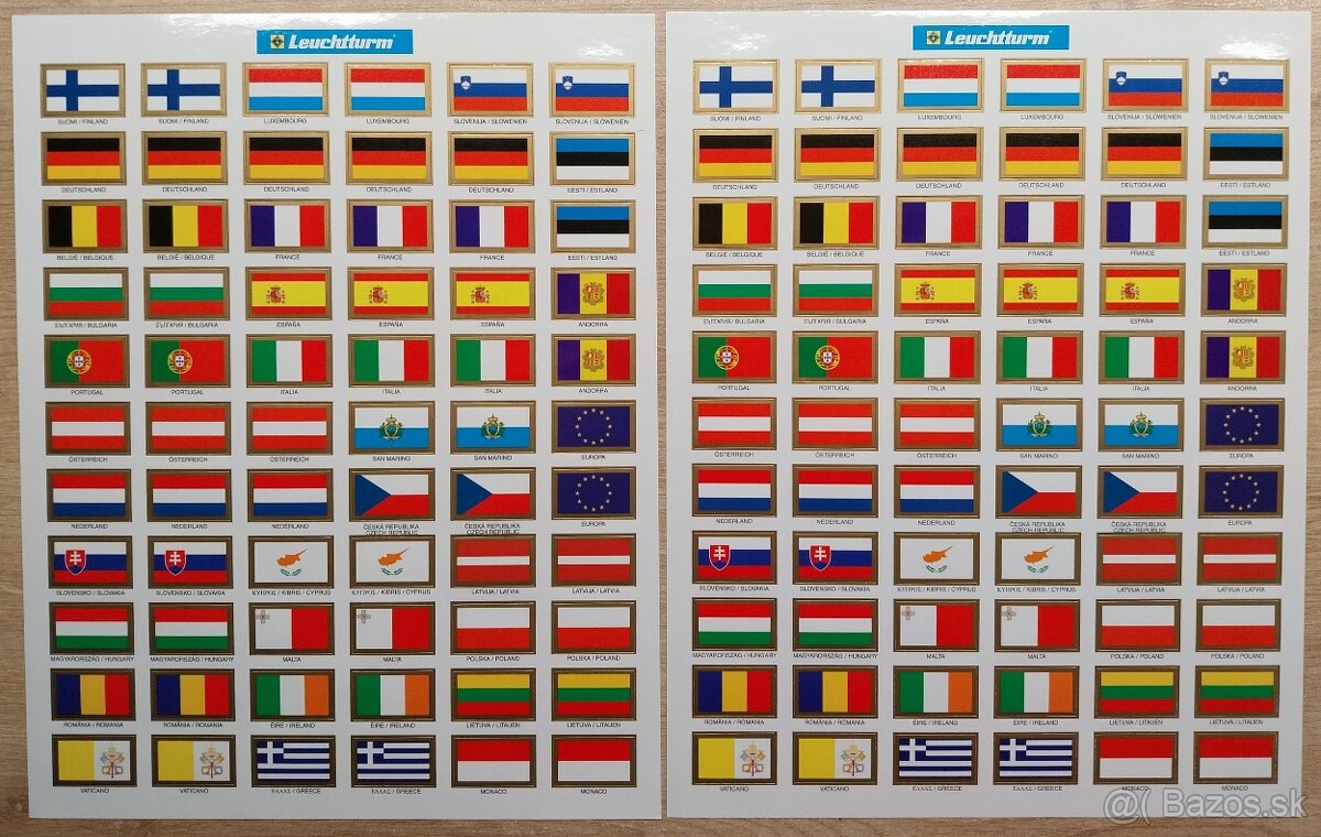 Nálepky do albumu / na listy a pod. k zbierke euromincí