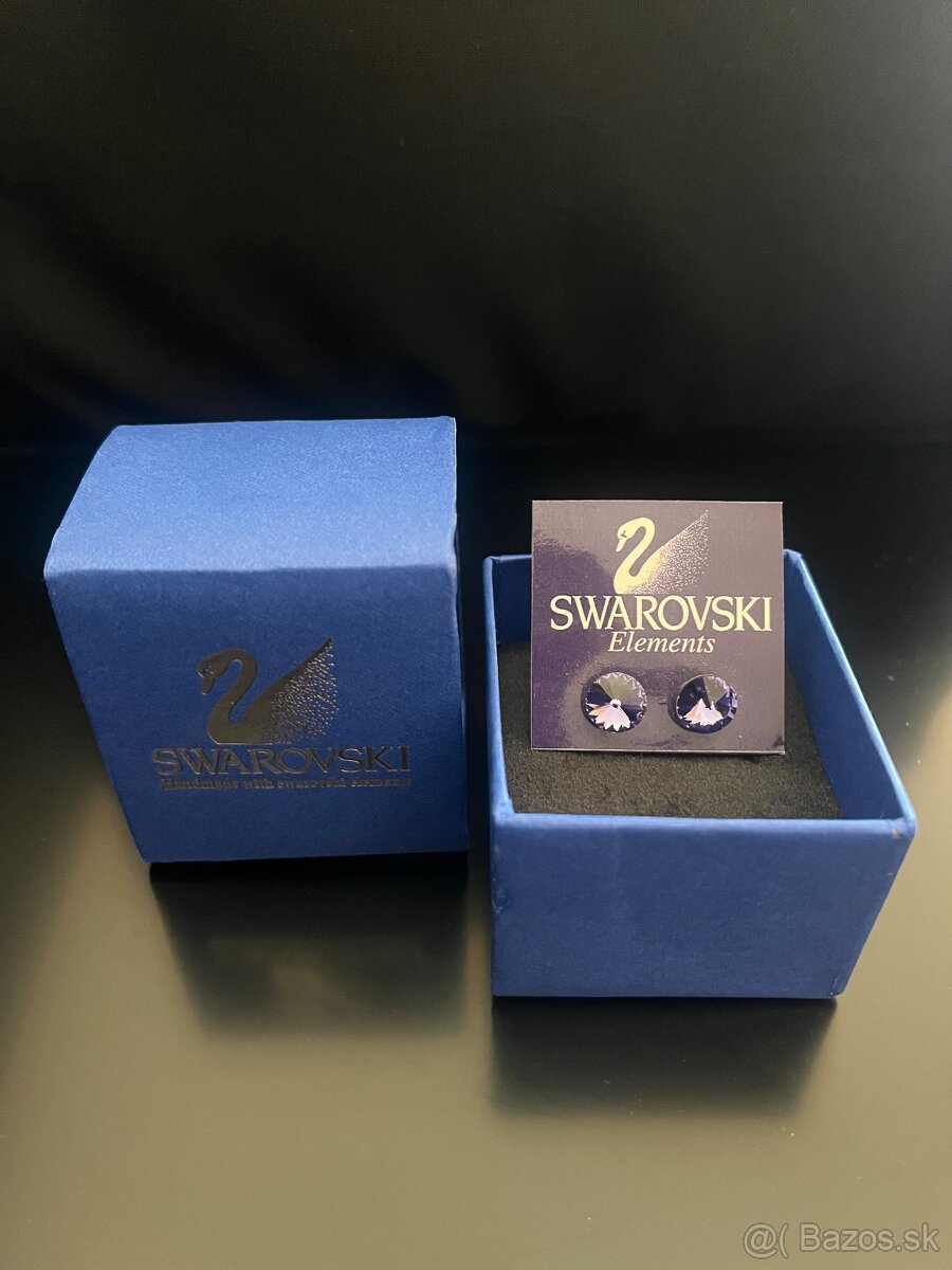 Krištáľové fialové náušnice Swarovski