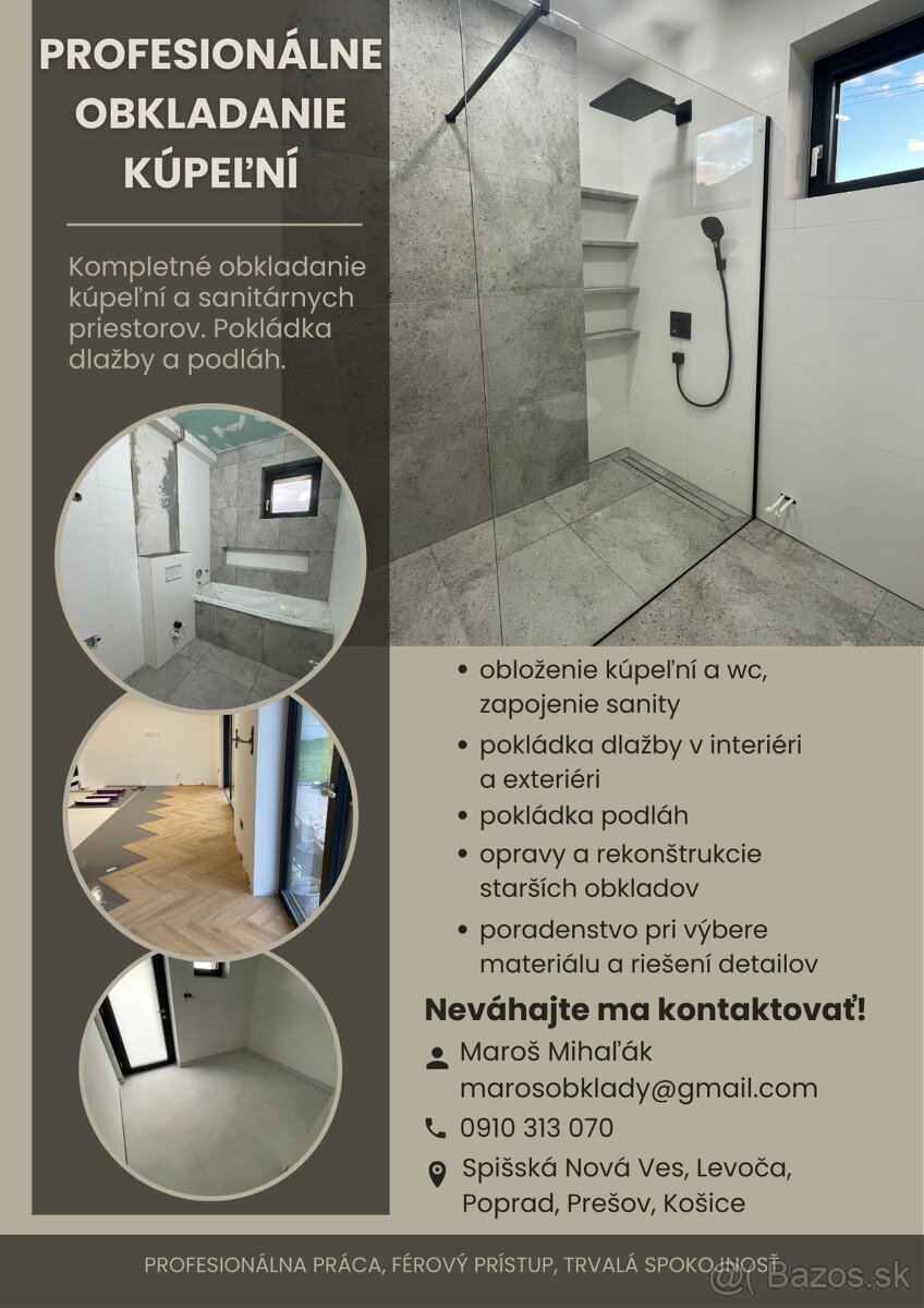 PROFESIONÁLNE OBKLADANIE KÚPEĽNÍ A POKLÁDKA DLAŽIEB
