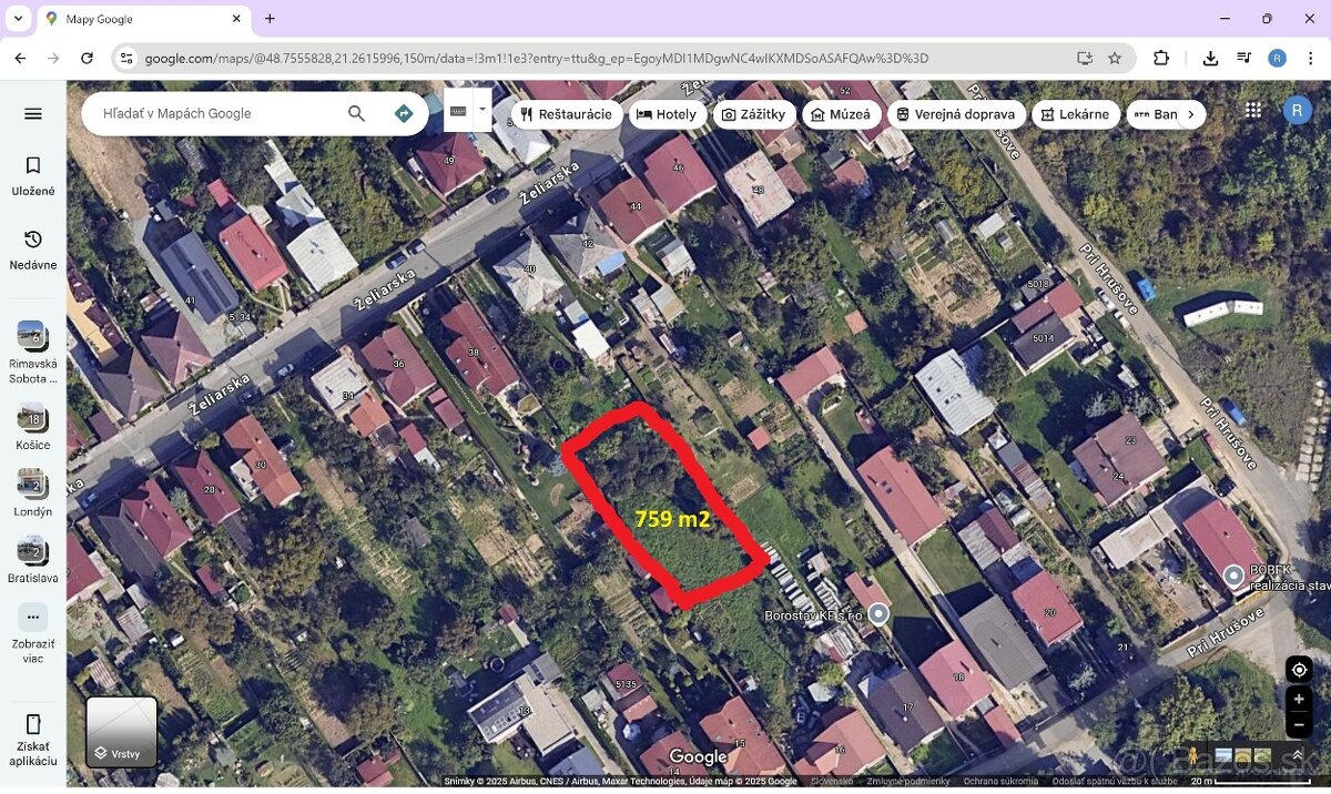 Stavebný pozemok 759 m2 Železiarska, Ťahanovce,Košice