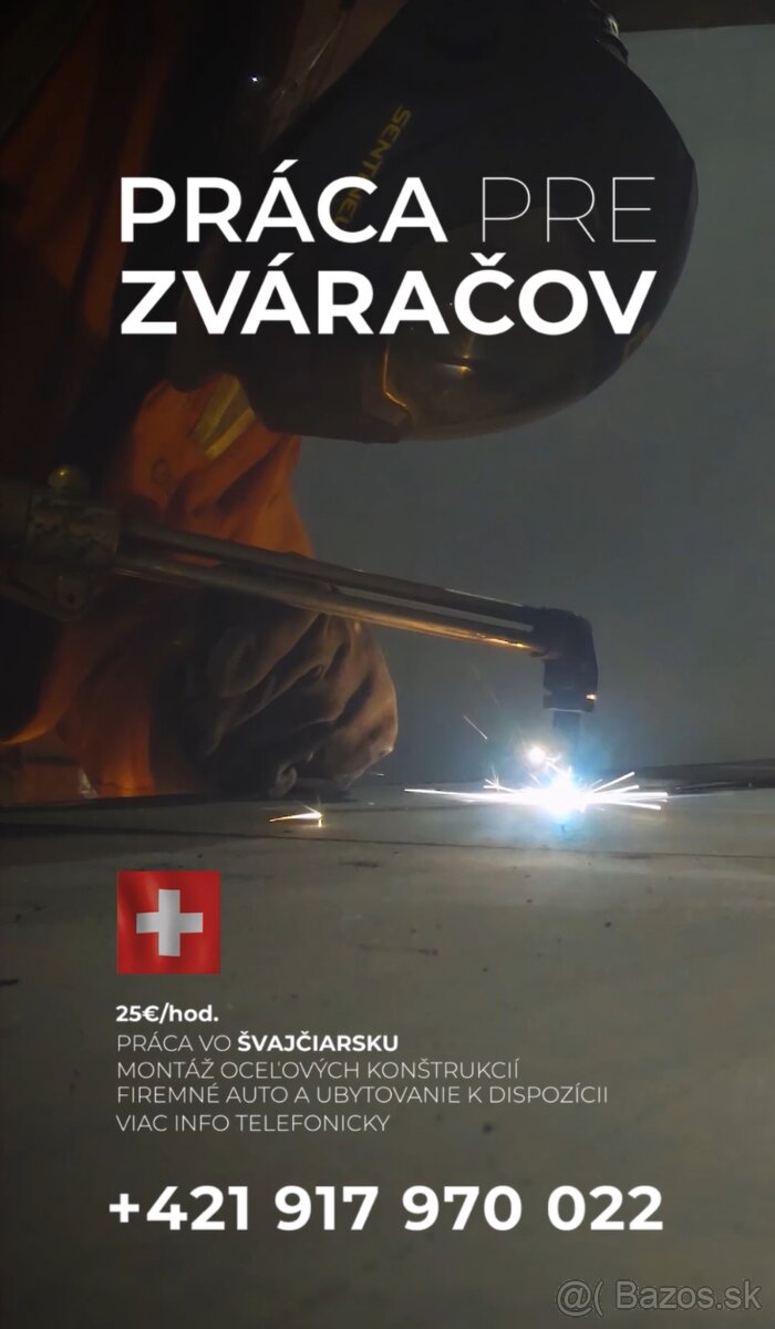 PONUKA PRÁCE PRE ZVÁRAČOV DO ŠVAJČIARSKA