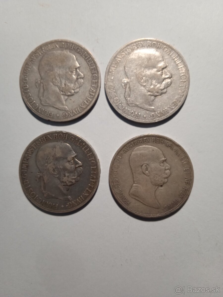 5 Korún FJI - striebro, 4 ks