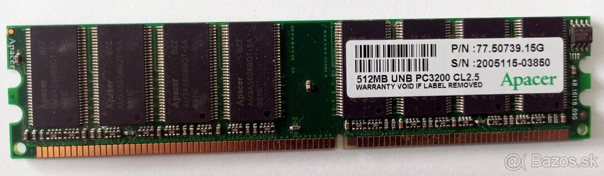Apacer DDR-400 521MB PC3200 200MHz 2,6V