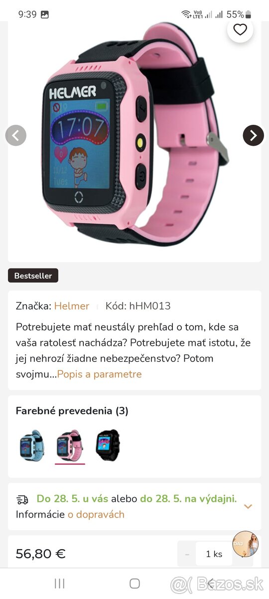 Predám detské smart hodinky - HELMER