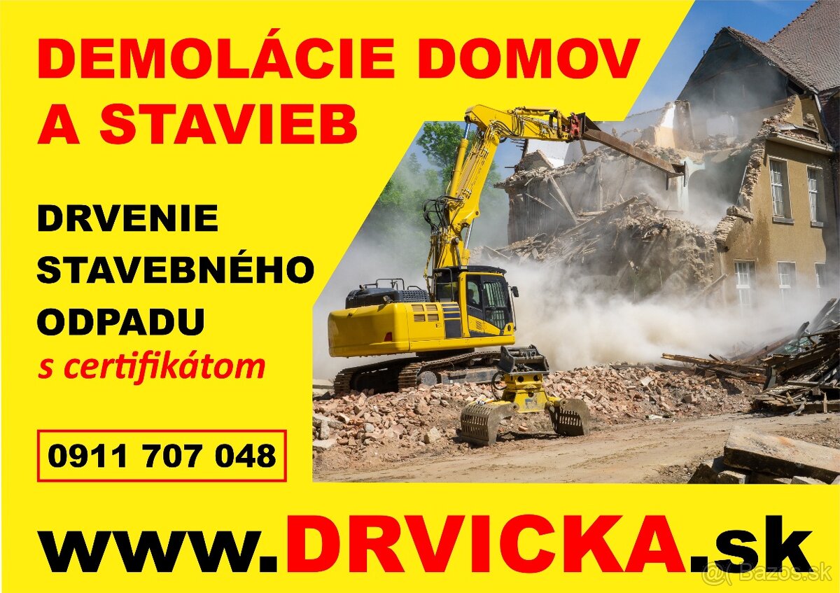 KOMPLEXNÁ RECYKLÁCIA STAVIEB, DRVENIE, TRIEDENIE