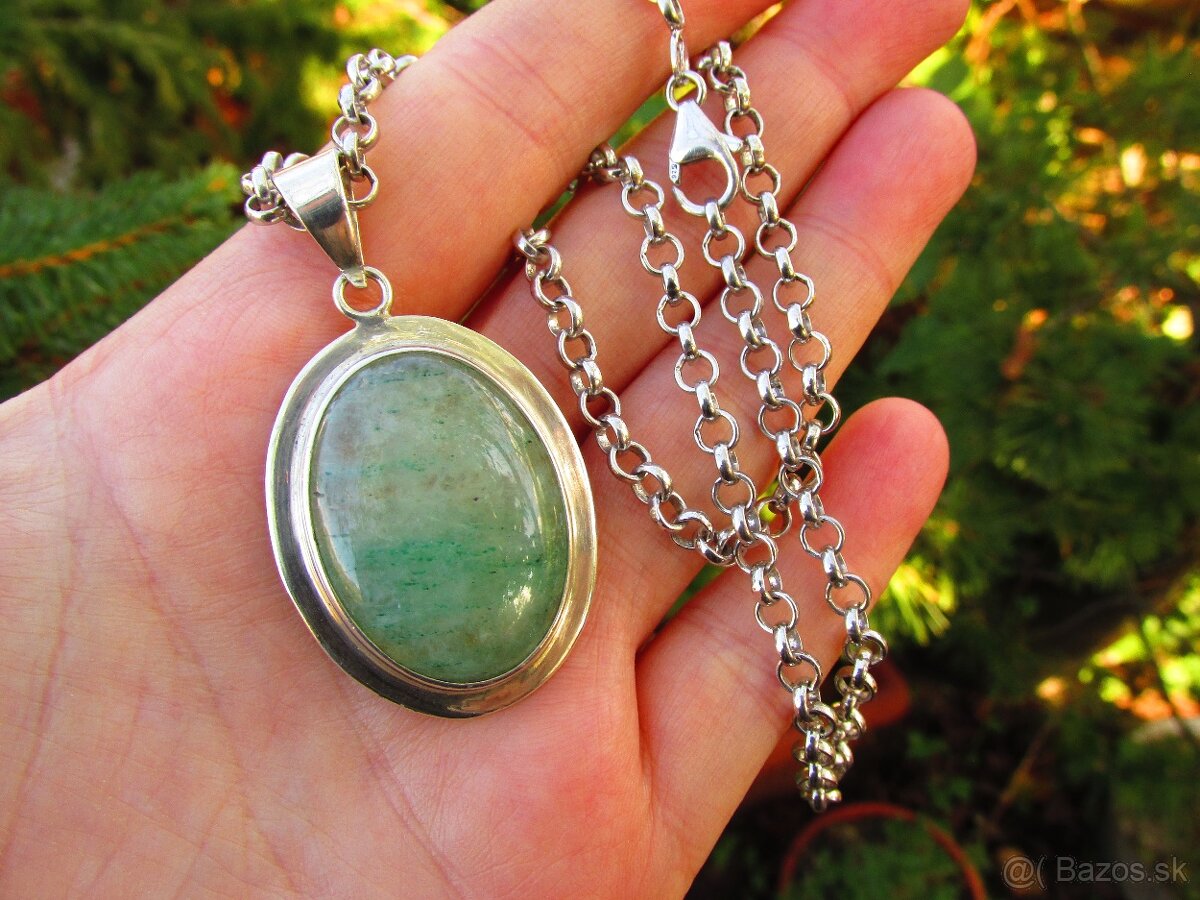 Strieborný náhrdelník s príveskom Avanturín, Ag 925