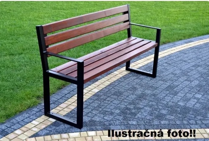 Parková lavička ANA s opierkami na ruky 150 cm, farba dub