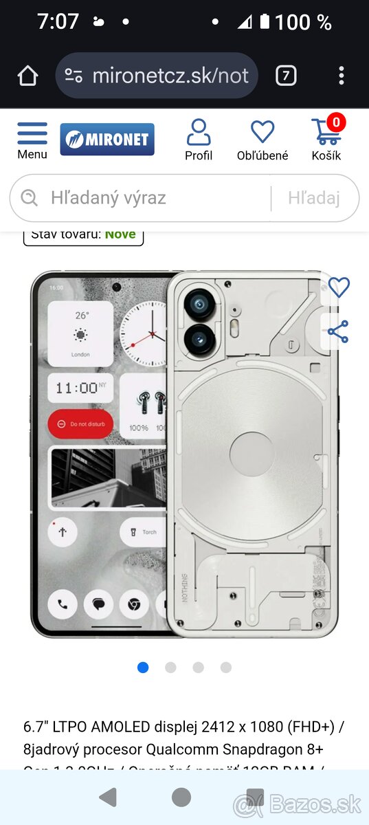 Nothing Phone (2) 12 GB / 256 GB biela,ne blokovany predaj