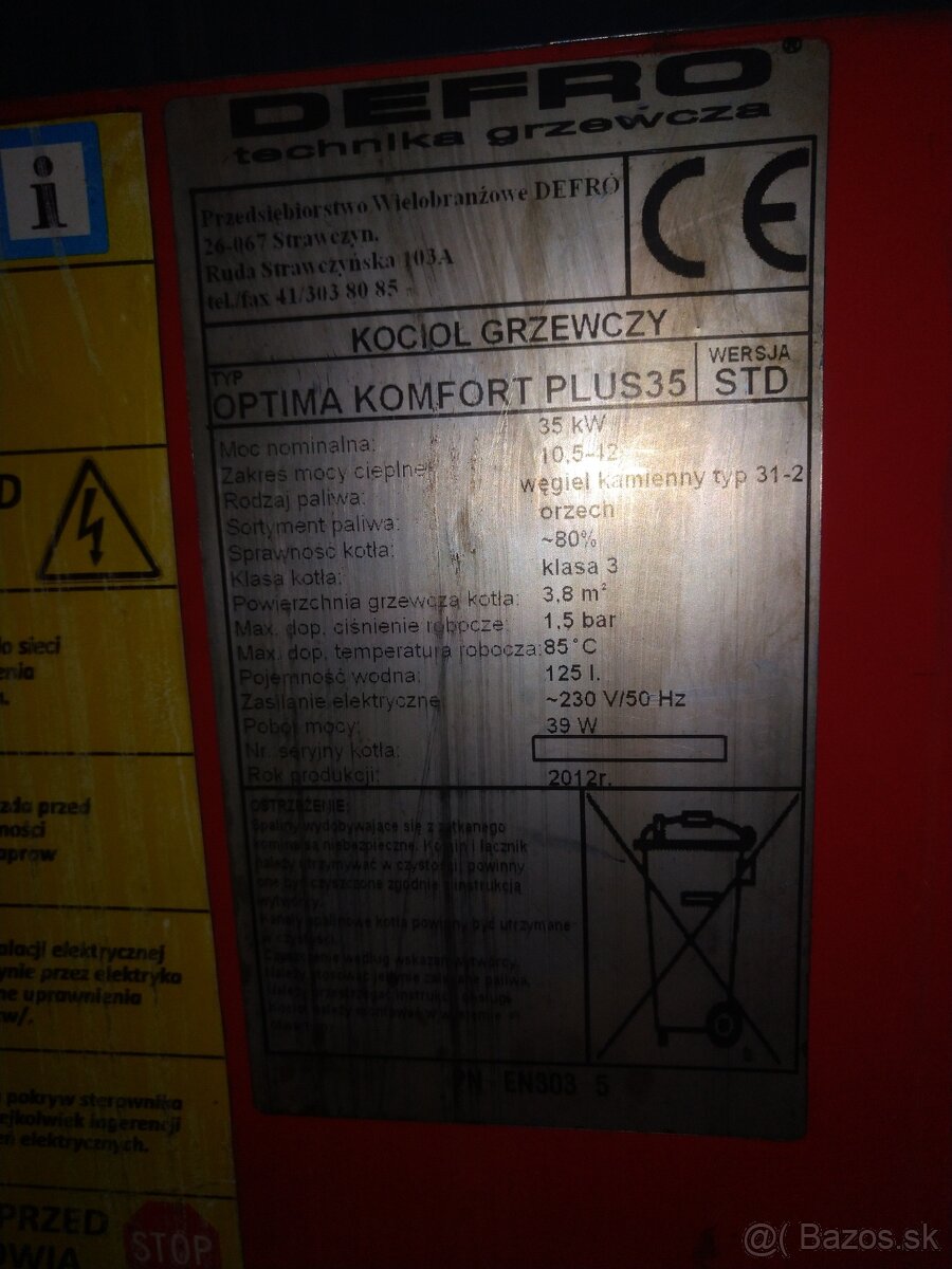 Kotol na tuhé palivo Defro Optima