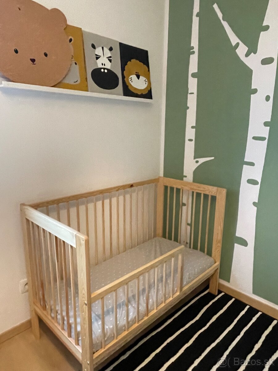 Postieľka so sťahovacou bočnicou Perta EKO - buk, 120 x 60 c