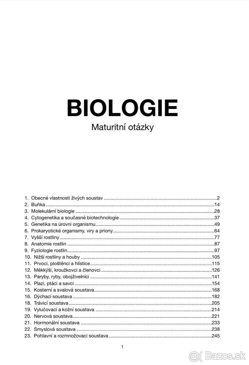 Maturita z biologie CZ