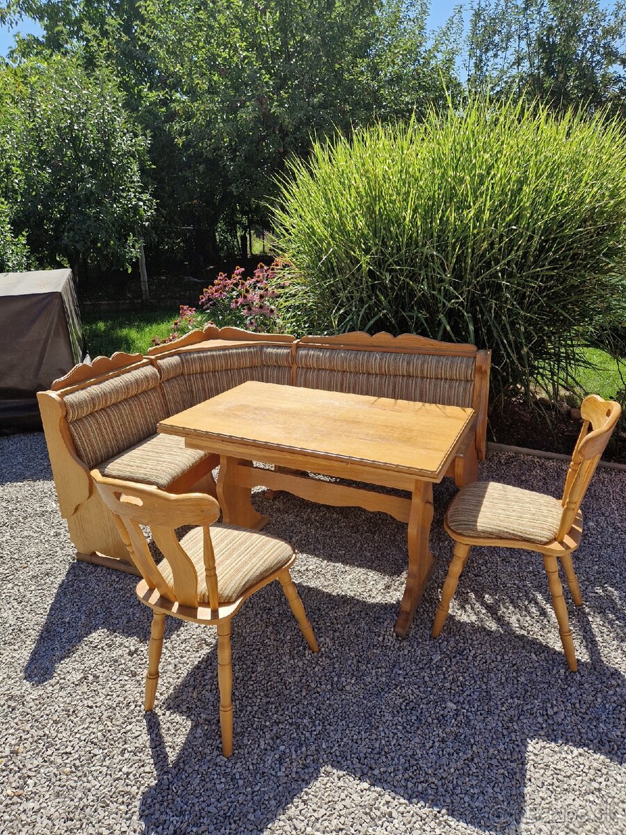 Rohová lavica, jedálenský set