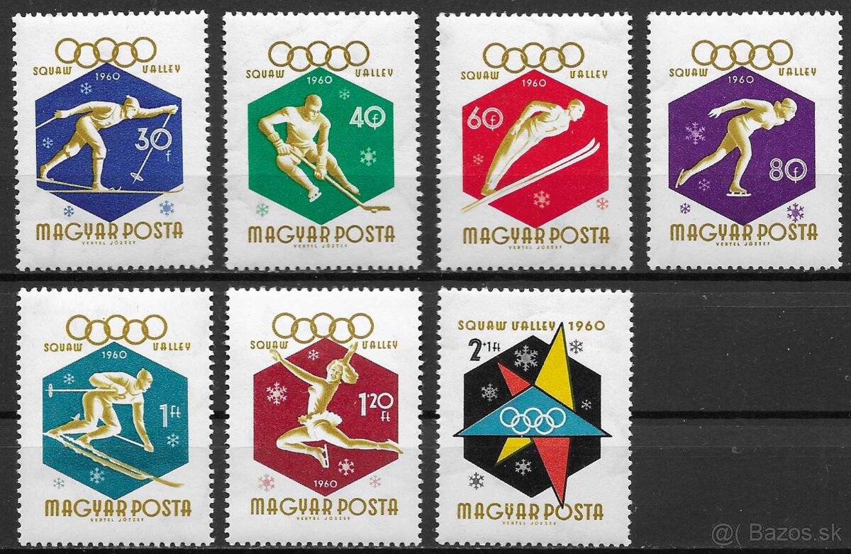 MAĎARSKO 🖼️ (FIL.1015.) Zimná Olympia 1960 čisté s lepom