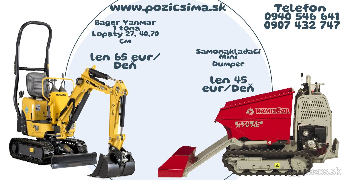 Prenájom Mini Dumper (nakladac) samonakladaci