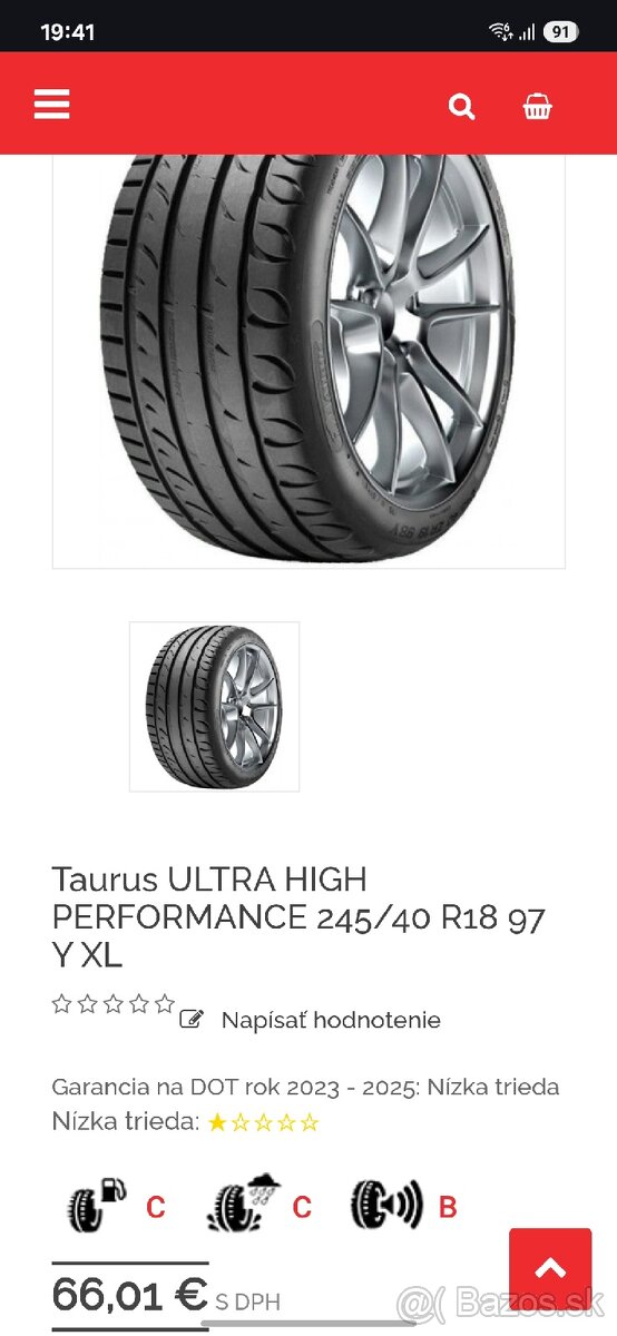 Letne Taurus ULTRA HIGH PERFORMANCE 245/40 R18 97 Y XL