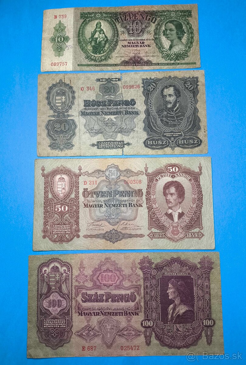 Bankovky MAĎARSKO - 10, 20, 50, 100 Pengo 1930-36