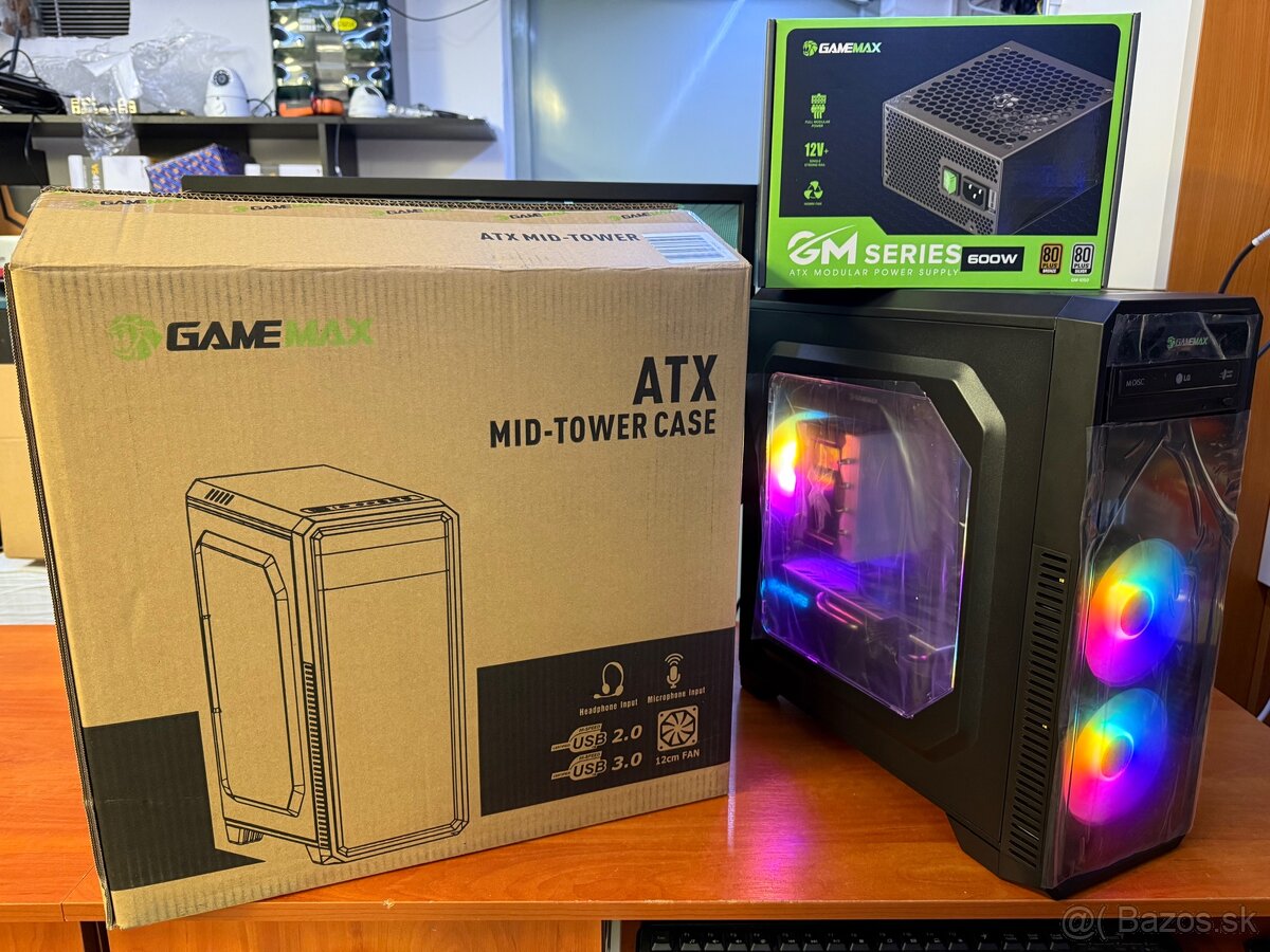 Herný PC, FX-8370, 16GB RAM, AMD RX 570, 1TB, 600W, GAMEMAX