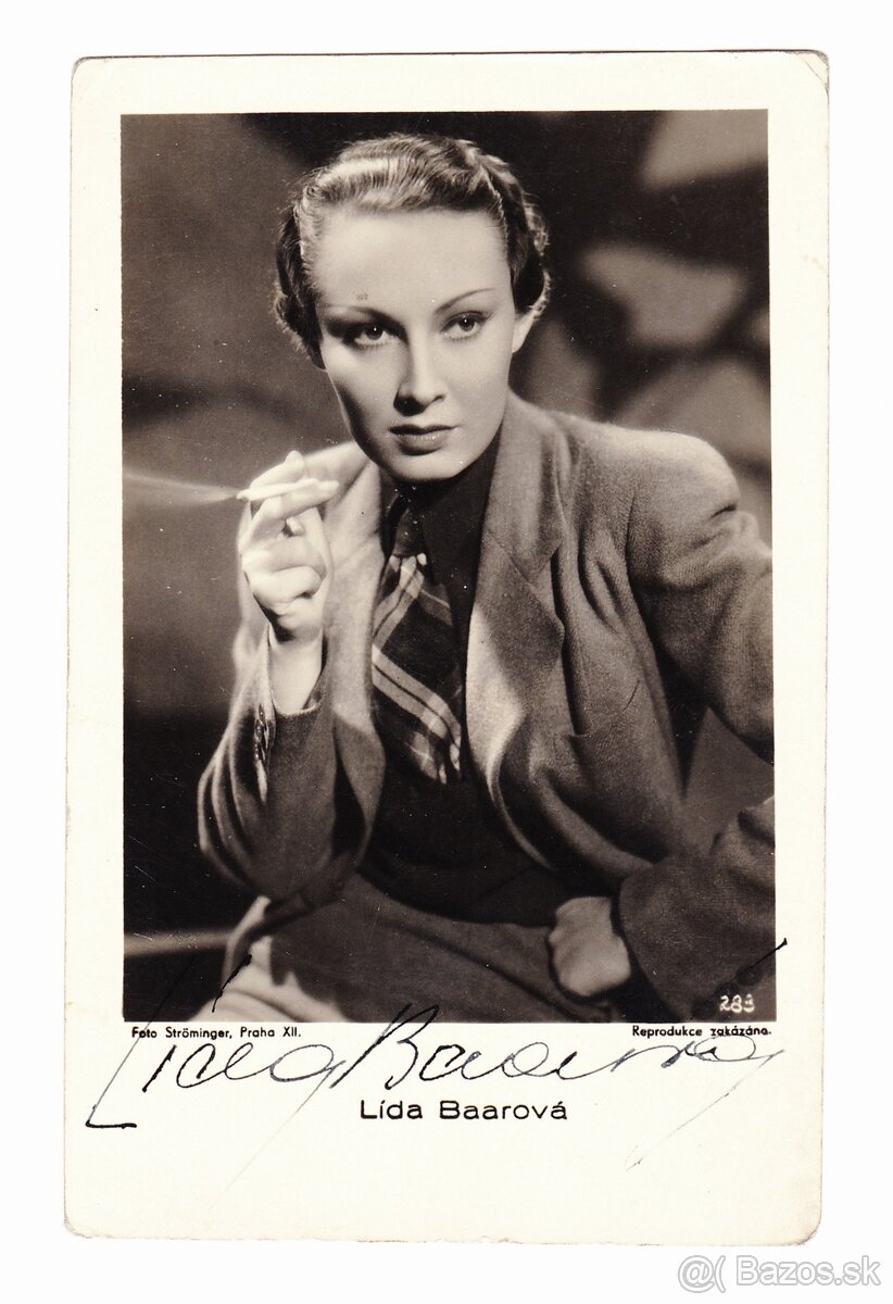 Lída Baarová autogram atelier Ströminger 1938