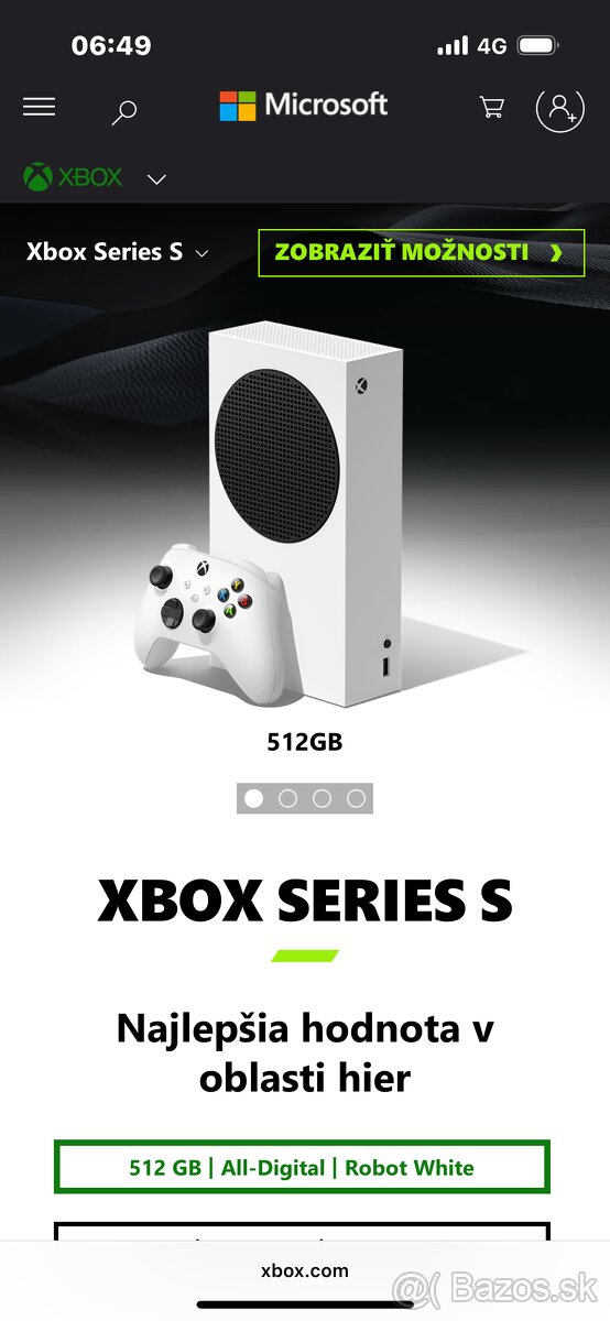 Predám Xbox Series S 512GB, 1 ovládač