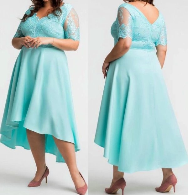 Spoločenské mentolové spoločenské šaty pre moletky