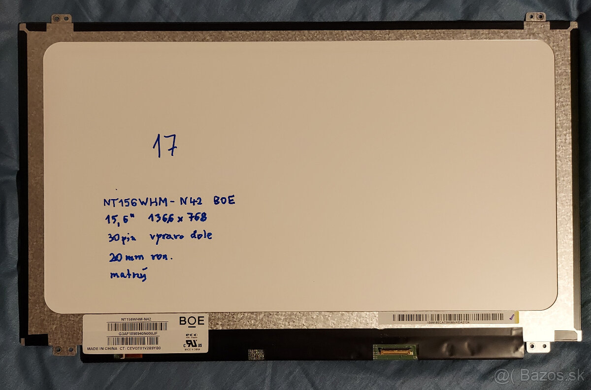 Predám LED display 15,6“ NT156WHM-N42 30pin vpravo dolu
