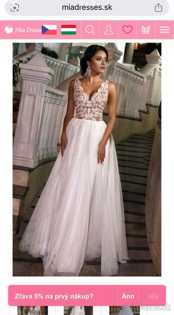 Biele spoločenské šaty s tylovou sukňou