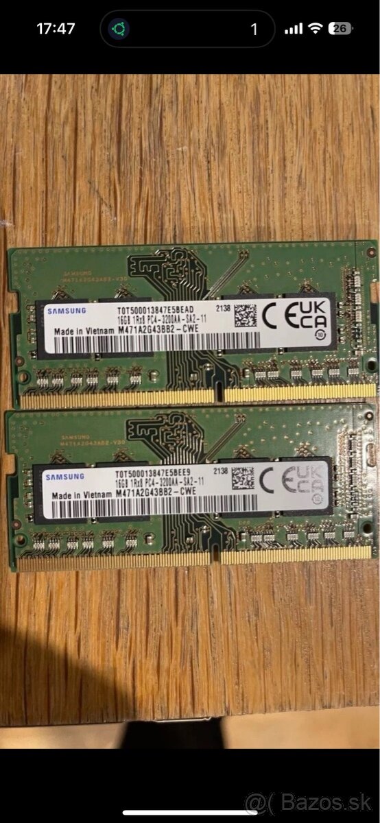 32GB DDR4 RAM Samsung pre notebook 2x16GB