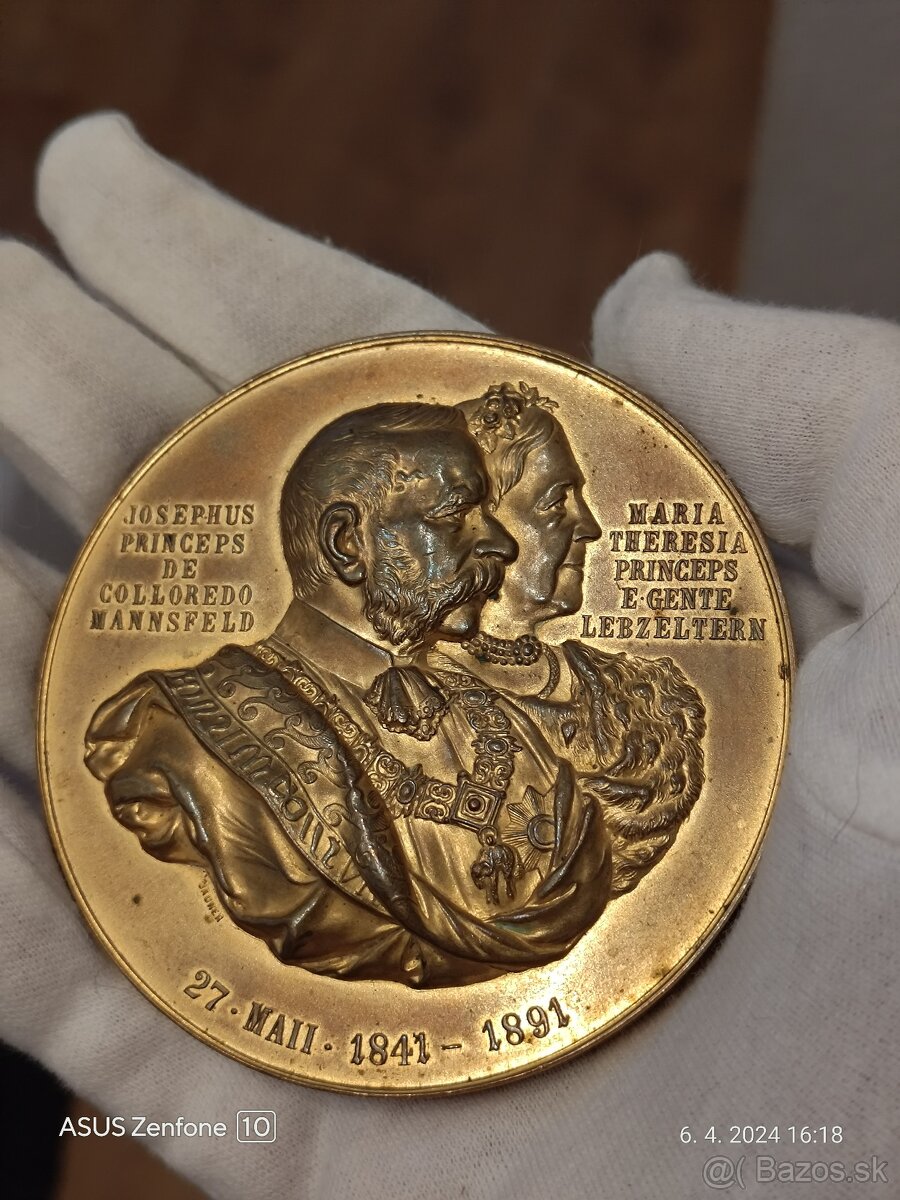 Veľká AE Medaila 1891 Colloredo Manfeld - Maria Therésia - R