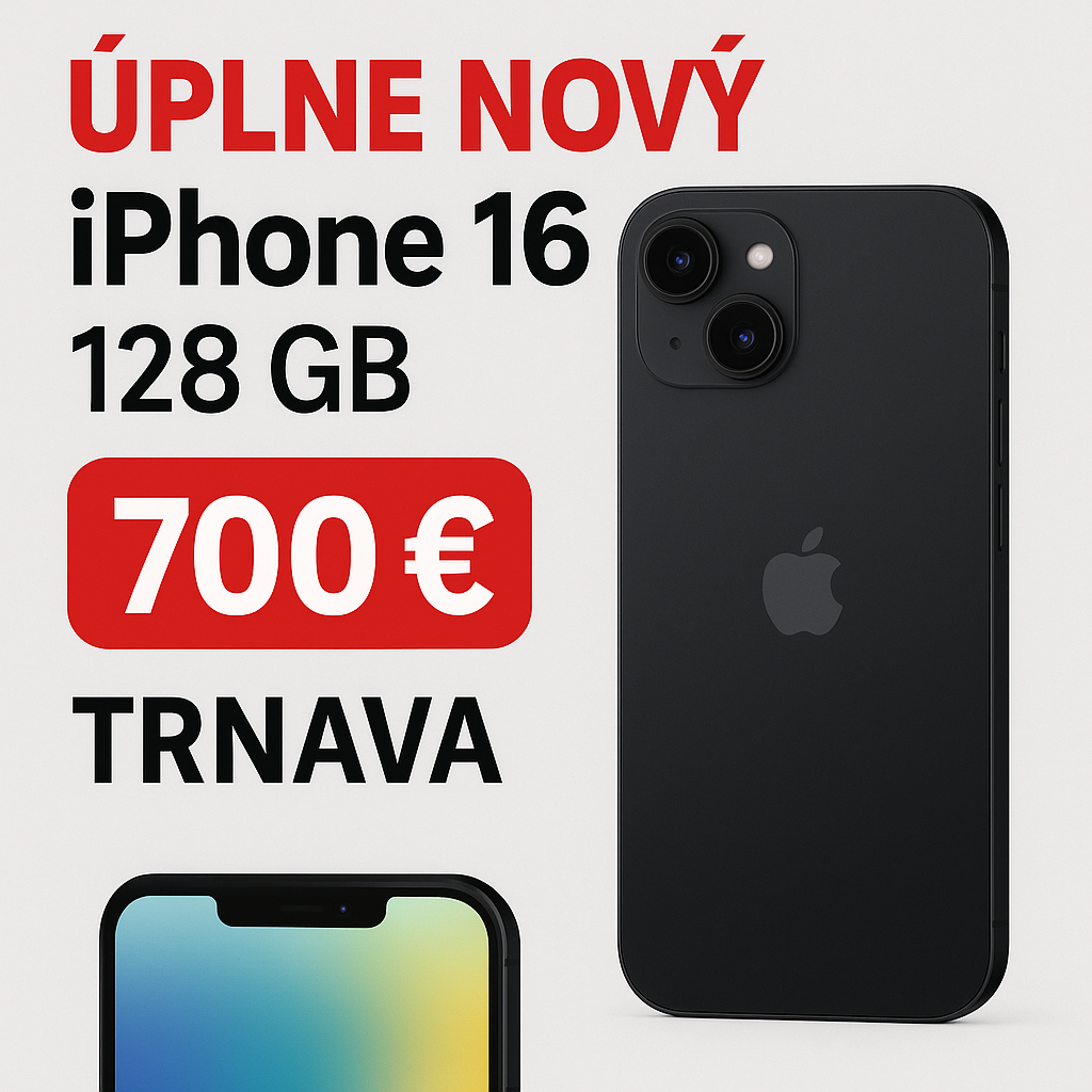 🌟NOVÝ iPhone 16 – 128 GB | ČIERNY | ZÁRUKA 2 ROKY | SKLAD