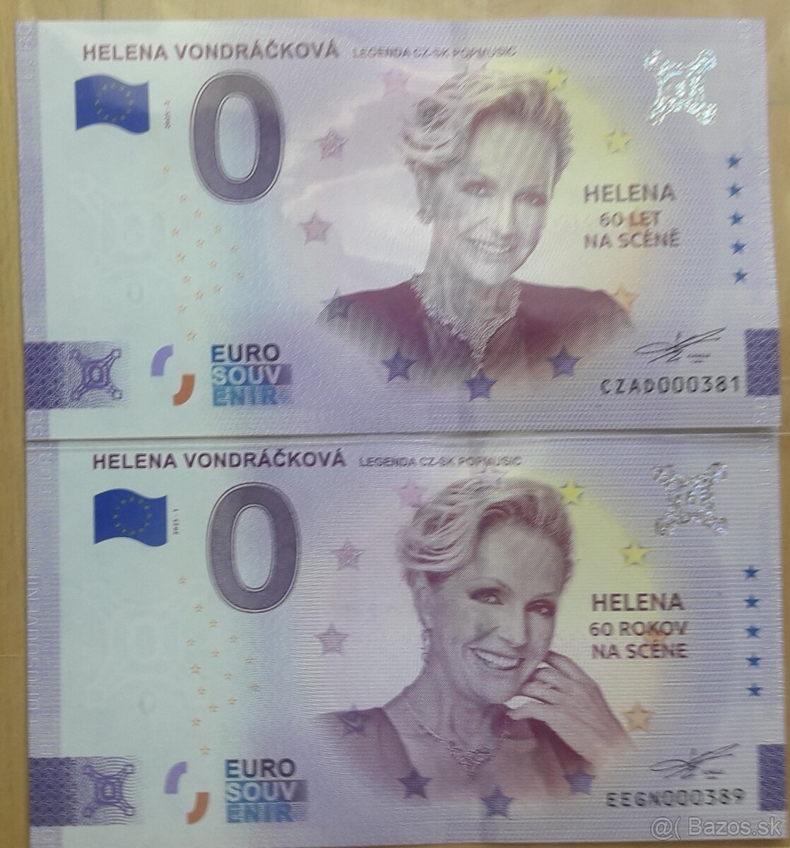 0€, 0 euro bankovky Helena Vondráčková CZ+SK