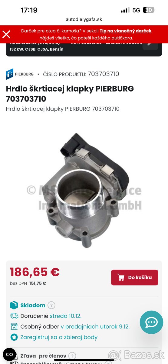 Audi a3 1.8tfsi 132 kW škrtiaca klapka