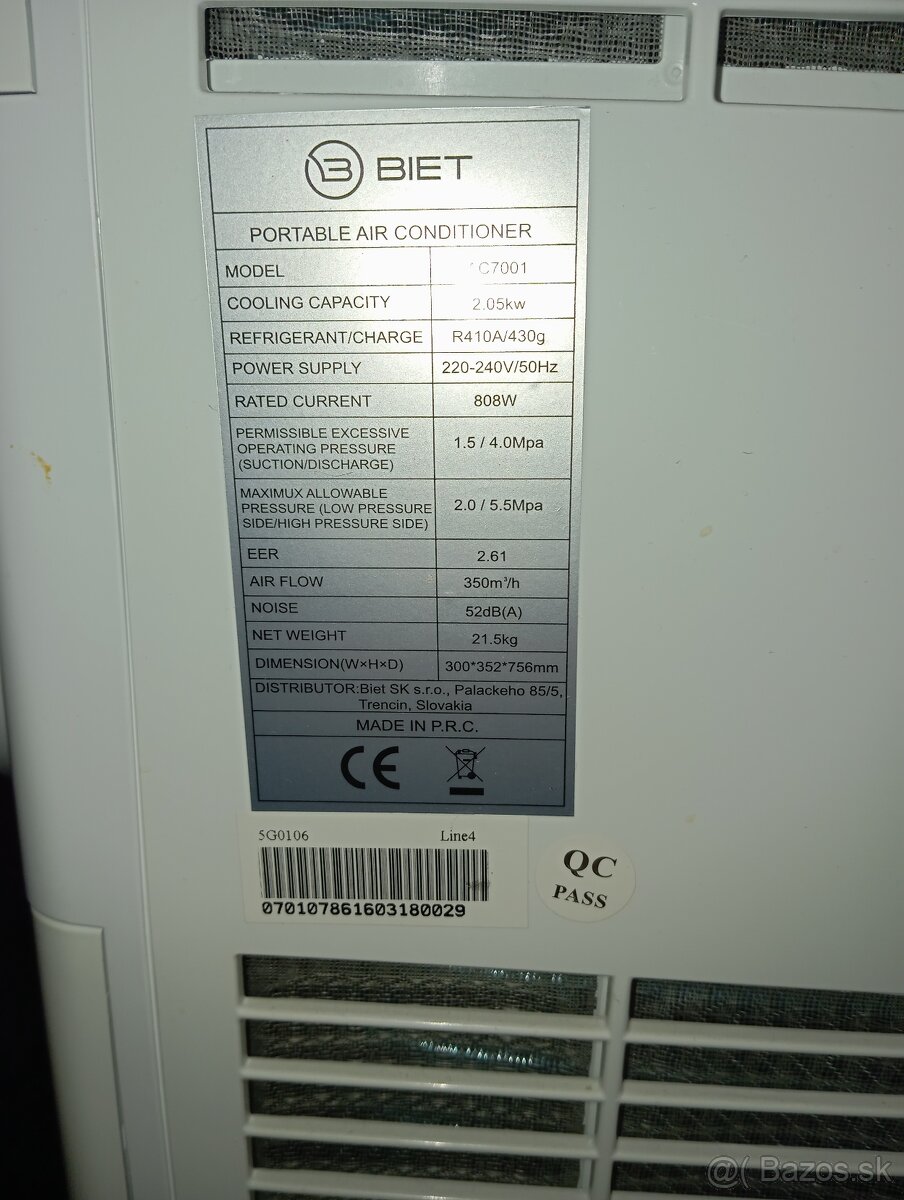 Mobilná klimatizácia Biet AC7001