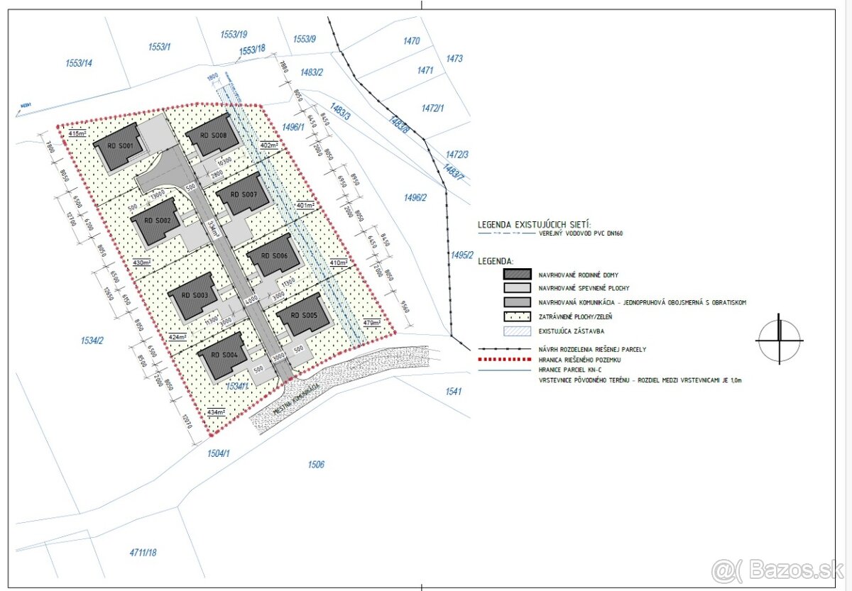 Stavebný Pozemok 3729m2 Papradno na výstavbu 8xRD