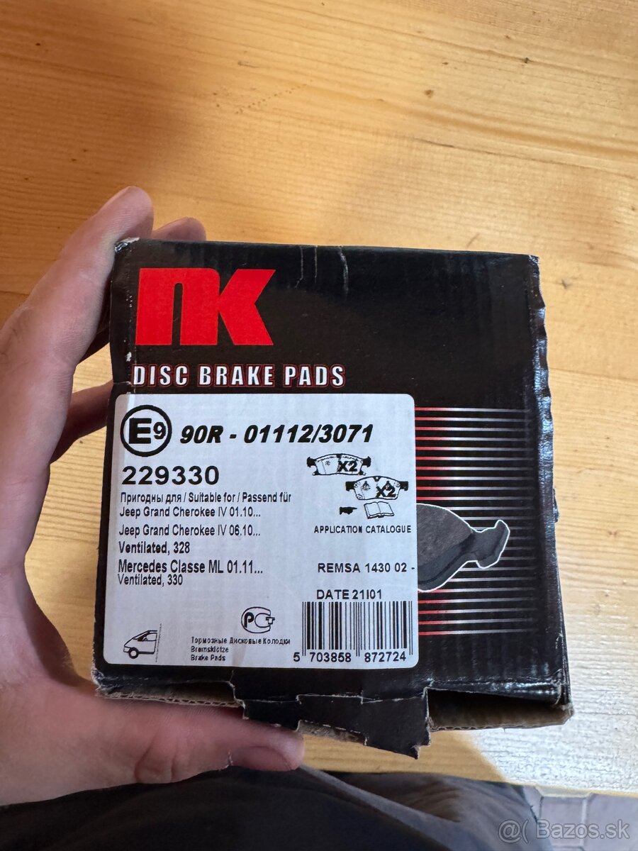 Predám brzdové doštičky NK 229330 + snímač opotrebenia