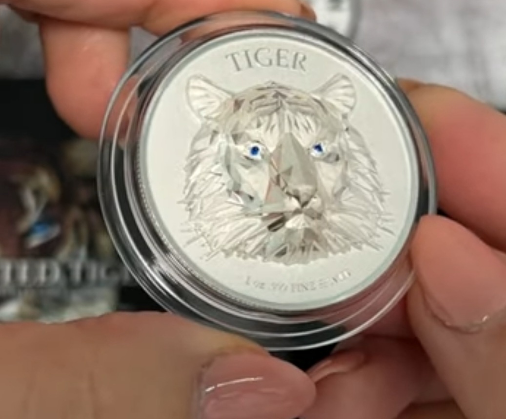 investičné strieborne mince - multifaced tiger