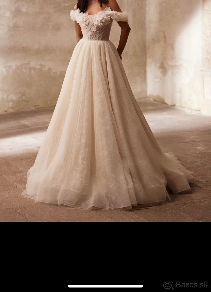 Luxusné svadobné šaty LUCE SPOSA – veľkosť 32–38, nude farba