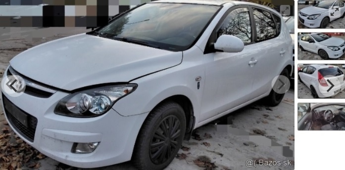 HYUNDAI i30 1.4 2009 Predám KAPOTA, NÁRAZNÍK, SVETLO, motor