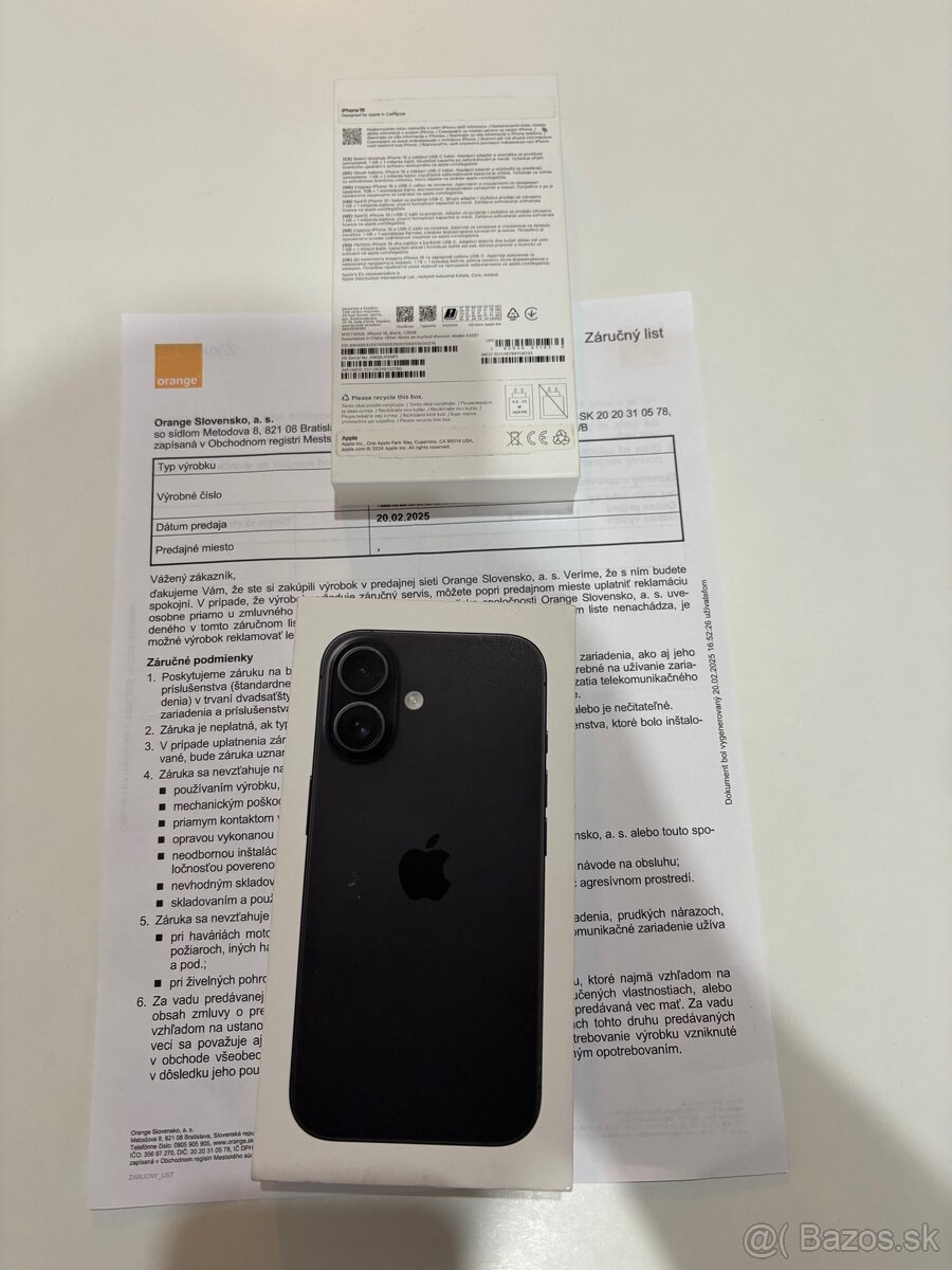 Predám Iphone 16 128gb black