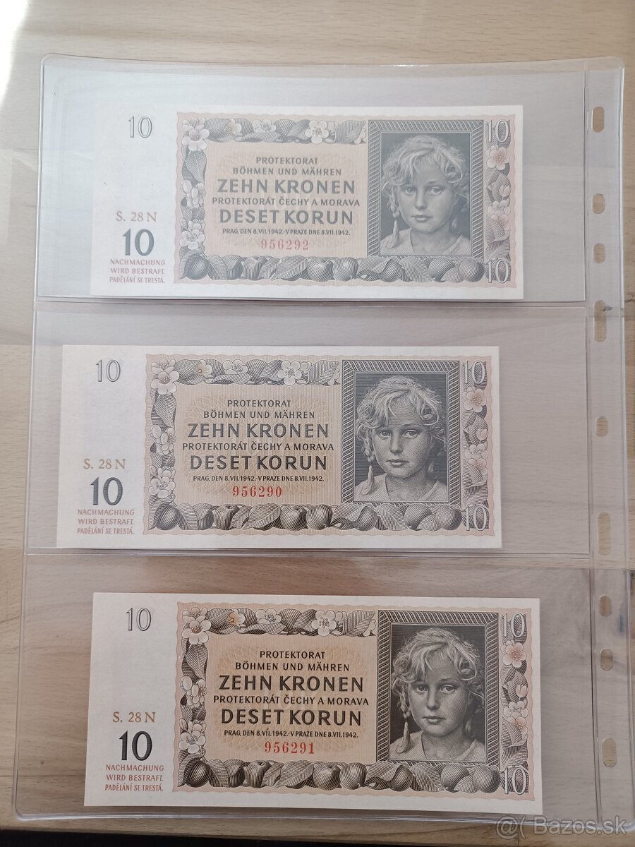 Bankovky 10korun Čechy a Morava