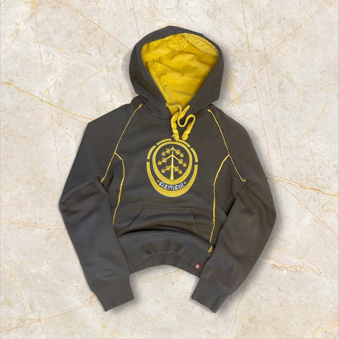 Element mikina s kapucňou | hnedá/žltá | M | streetwear retr