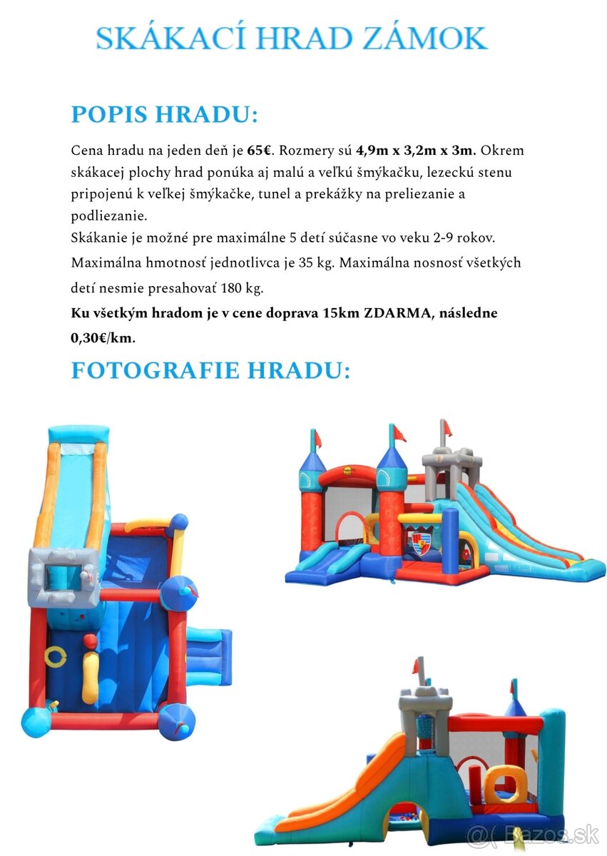 🎉 Prenájom Skákacích Hradov a Maskota 🎈
