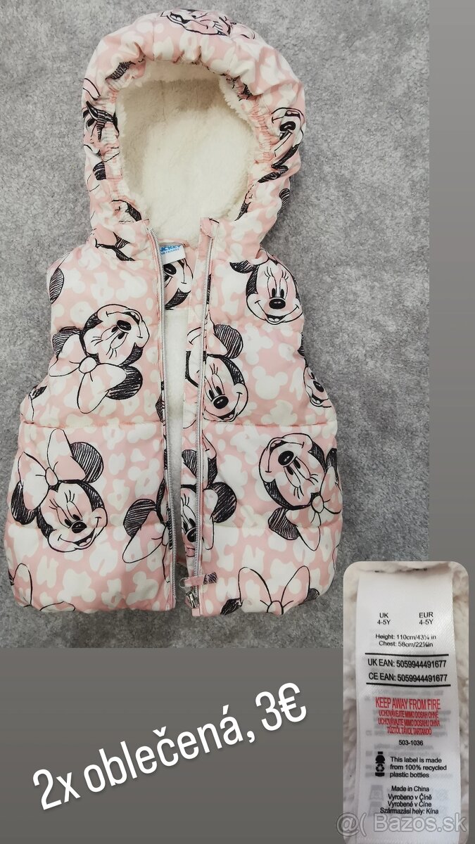 Dievčenská zateplená vesta Minnie Mouse 4-5r.